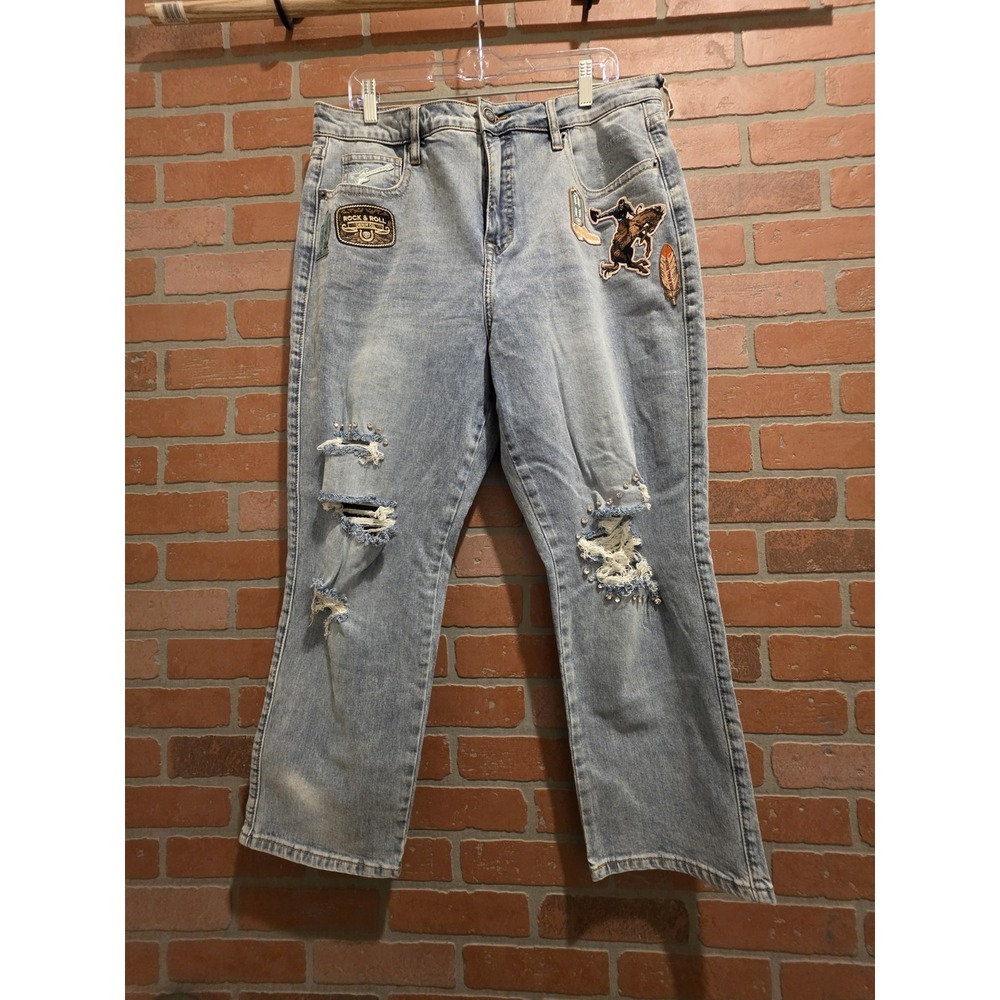 Rock and Roll Denim Womens 36×27 High Rise Straight Cropped‎ Jeans